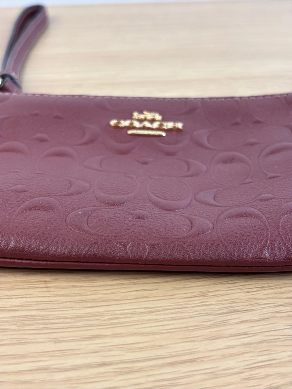 Coach Signature Embossed Leather Wristlet - Wine LIKE NEW!